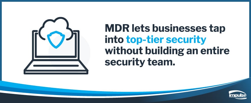 MDR lets businesses tap into top-tier security without building an entire security team.