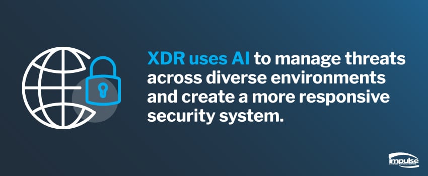 XDR uses AI to manage threats across diverse environments and create a more responsive security system.